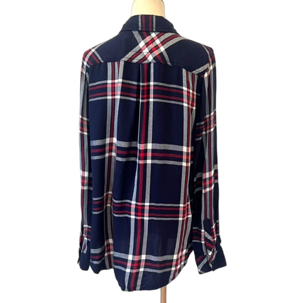 Rails Hunter Navy Blue Plaid Flannel Shirt Button Front Small $188 - Picture 2 of 9